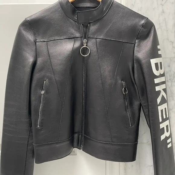 Off-White Jackets & Blazers - OFF-WHITE by Virgil Abloh black leather BIKER jacket